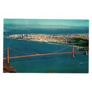 Air View Golden Gate Bridge San Francisco Vintage Postcard Smith News SF Calif